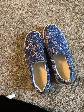 Lilly Pulitzer Blue and Pink Swirl Slip-On Sneakers